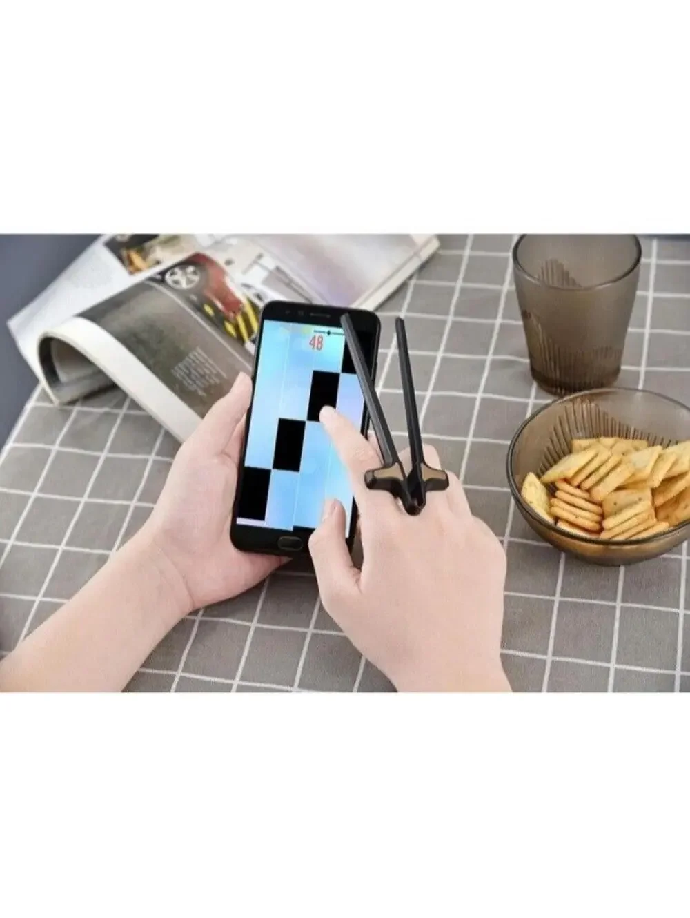2-Pc Finger Chopsticks for Gamers Kids & Adults Snack Utensils, Practice sticks